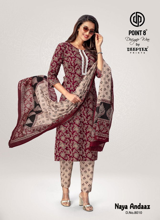 Naya Andaaz Vol 8 By Deeptex Cotton Printed Kurti With Bottom Dupatta Wholesale Online
